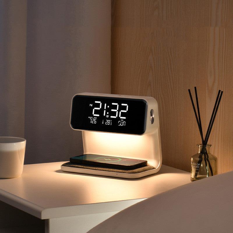 Creative 3 In 1 Bedside Lamp Wireless Charging LCD Screen Alarm Clock Wireless Phone Charger - fadidesign