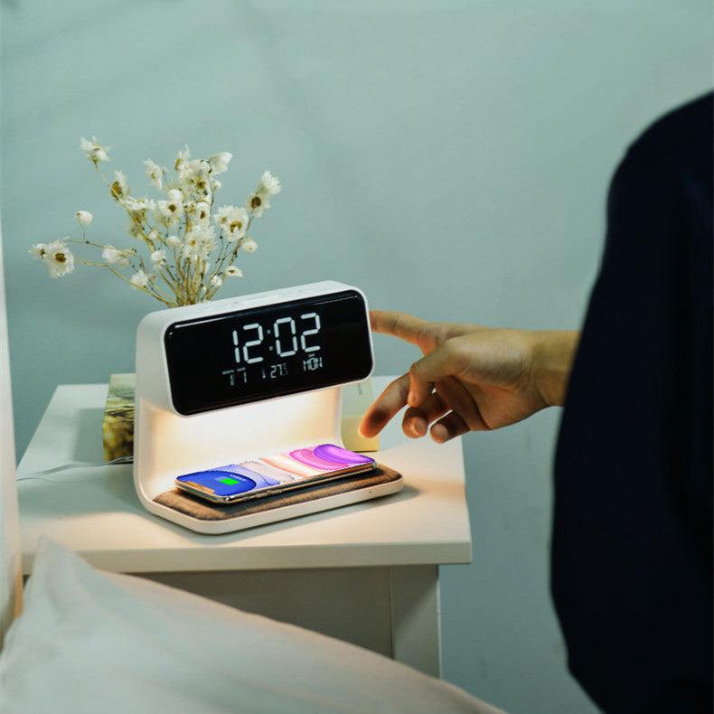 Creative 3 In 1 Bedside Lamp Wireless Charging LCD Screen Alarm Clock Wireless Phone Charger - fadidesign