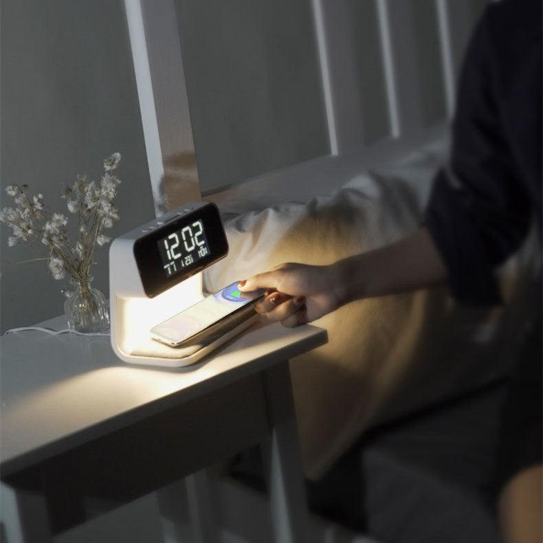 Creative 3 In 1 Bedside Lamp Wireless Charging LCD Screen Alarm Clock Wireless Phone Charger - fadidesign