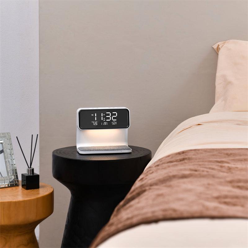 Creative 3 In 1 Bedside Lamp Wireless Charging LCD Screen Alarm Clock Wireless Phone Charger - fadidesign