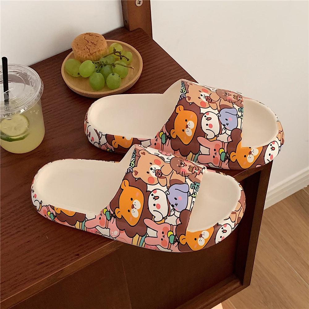 Cute Cartoon Slippers Women With Soft Thick Soles - fadidesign