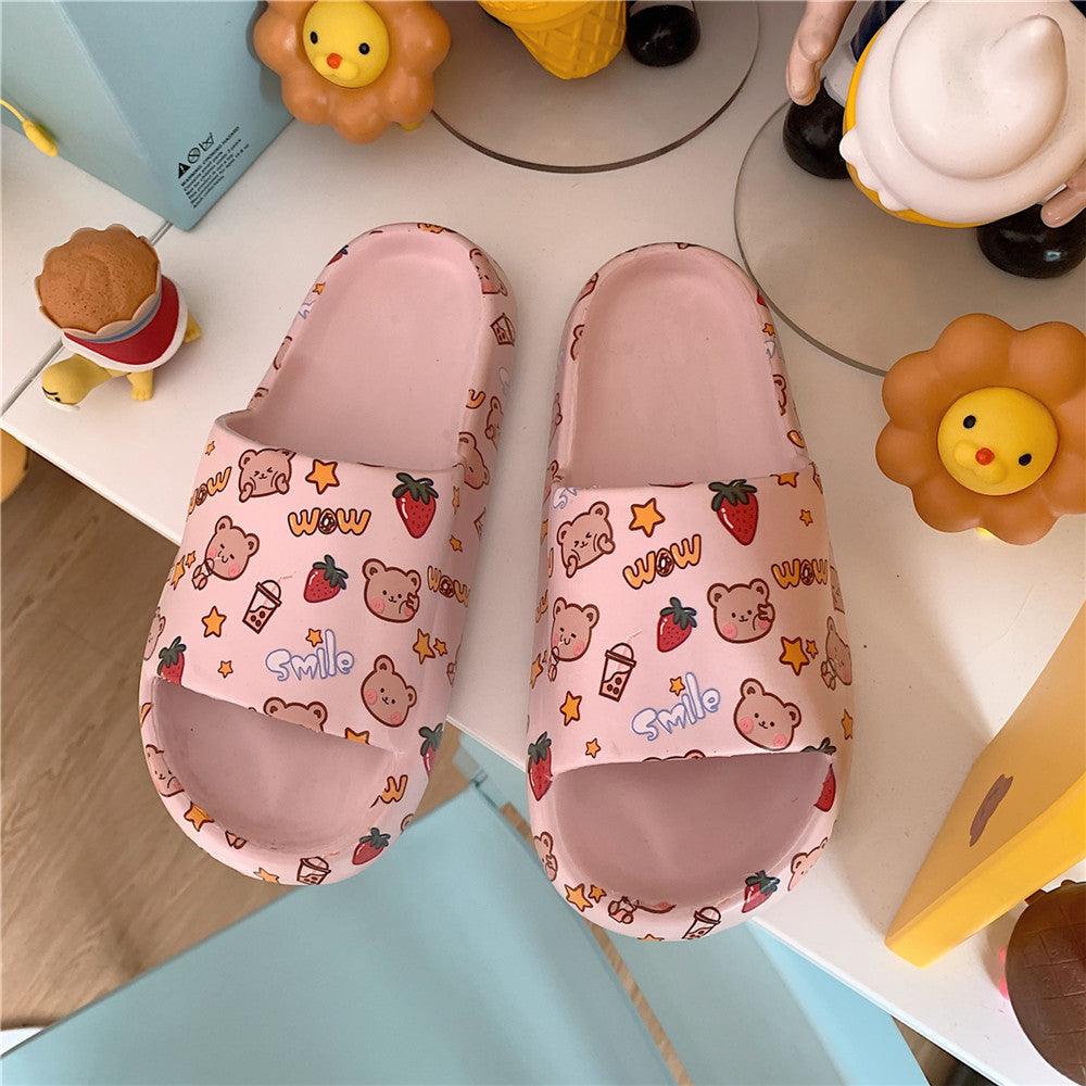 Cute Cartoon Slippers Women With Soft Thick Soles - fadidesign