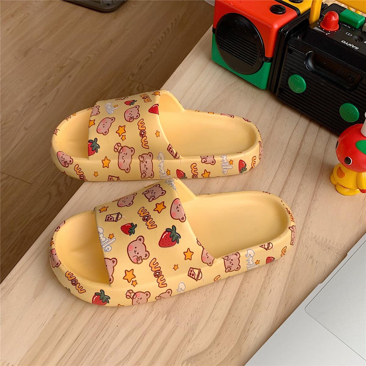 Cute Cartoon Slippers Women With Soft Thick Soles - fadidesign