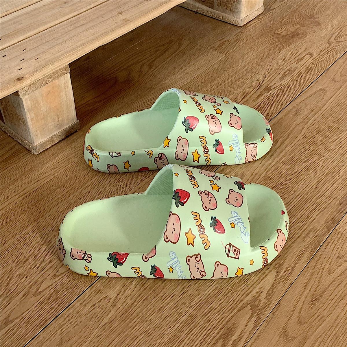 Cute Cartoon Slippers Women With Soft Thick Soles - fadidesign