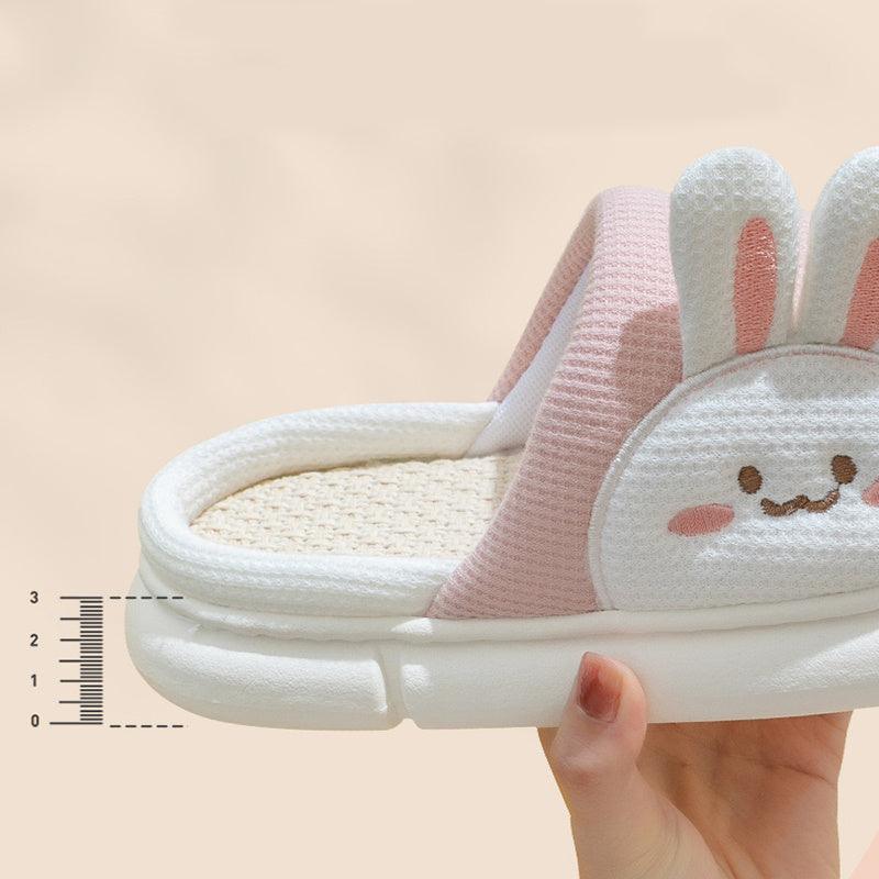 Cute Rabbit Slippers Linen House Shoes For Women - fadidesign