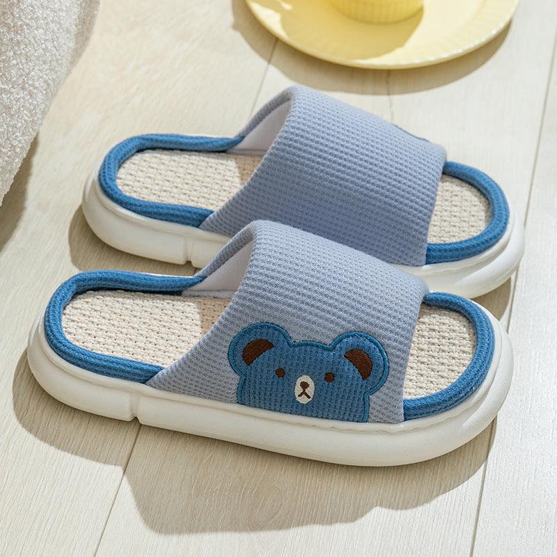 Cute Rabbit Slippers Linen House Shoes For Women - fadidesign