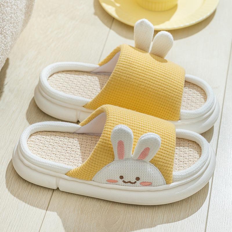 Cute Rabbit Slippers Linen House Shoes For Women - fadidesign