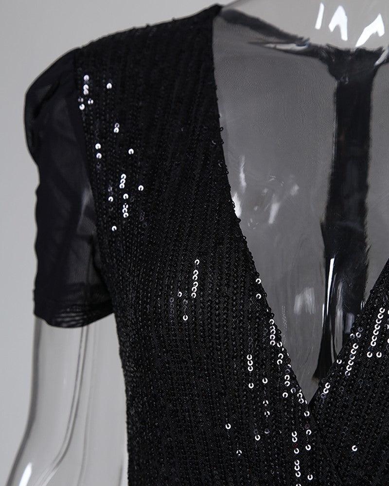 Deep V sequined jumpsuit - fadidesign