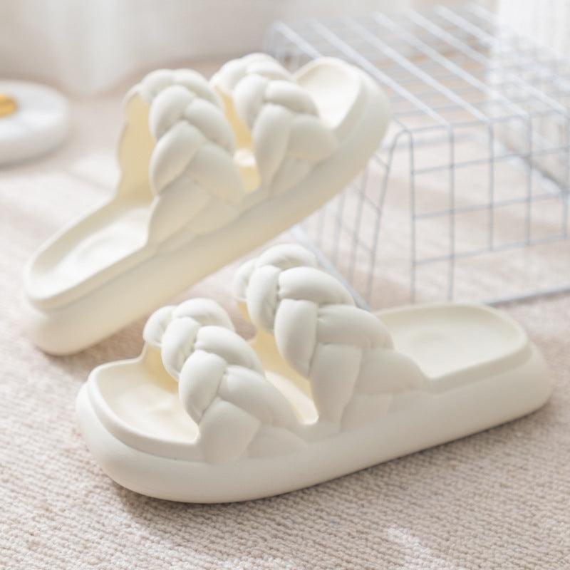 Double Woven Design Shoes Women Non-slip Bathroom Slippers - fadidesign