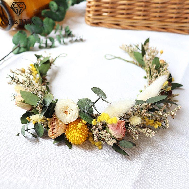 Dry flower wreath bridal headdress - fadidesign