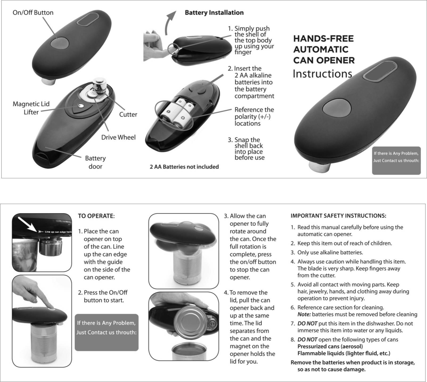 Electric Can Opener Automatic Jar Bottle Can Machine One Touch Portable Kitchen Hand Free Opening Opener Tool Gadgets - fadidesign