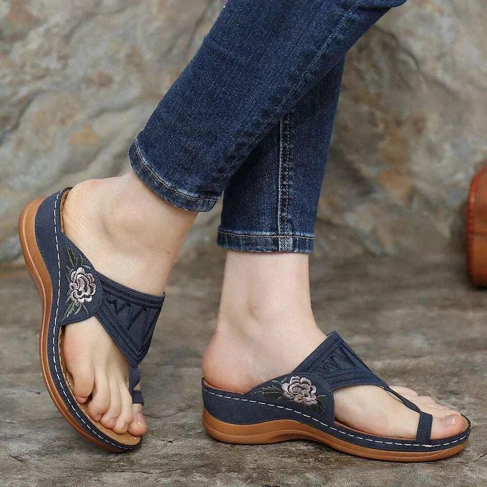 Embroidered Flip Flops Summer Sandals Women Slippers - fadidesign