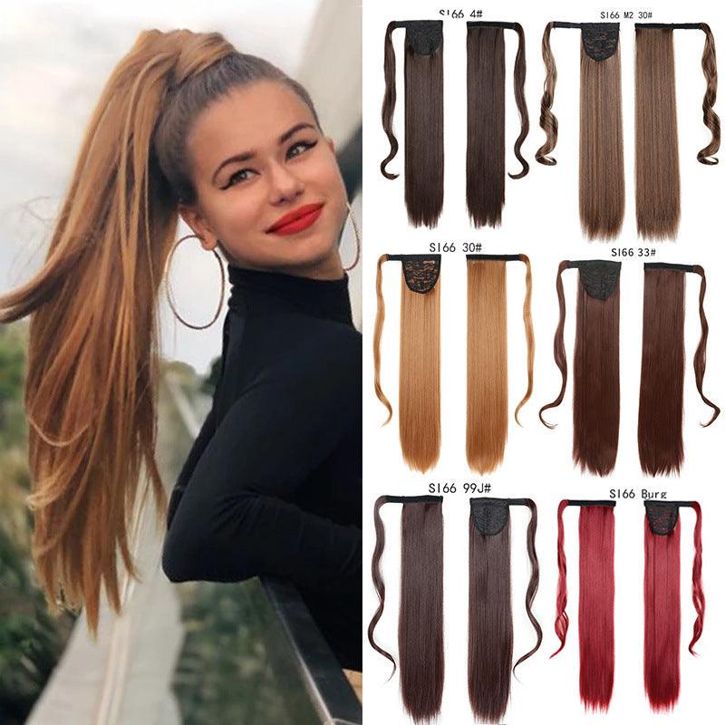 European And American Long Straight Hair Velcro Ponytail - fadidesign