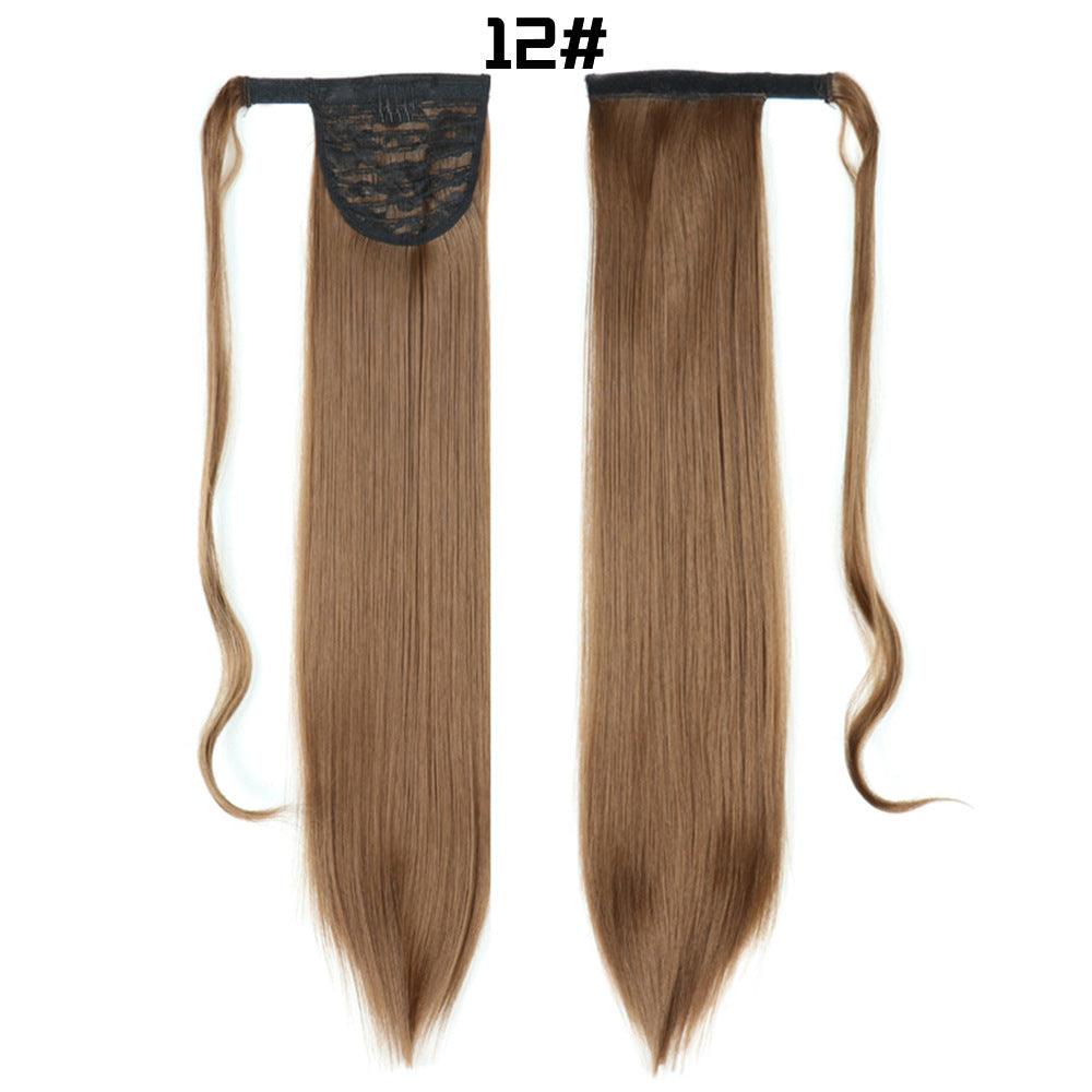 European And American Long Straight Hair Velcro Ponytail - fadidesign