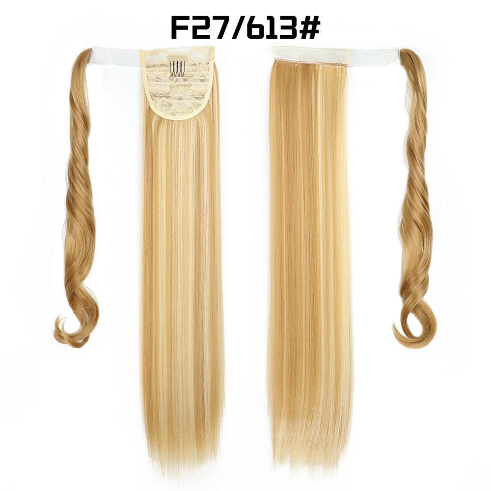 European And American Long Straight Hair Velcro Ponytail - fadidesign