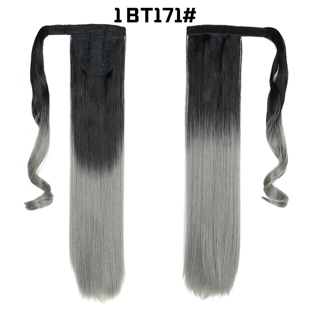 European And American Long Straight Hair Velcro Ponytail - fadidesign