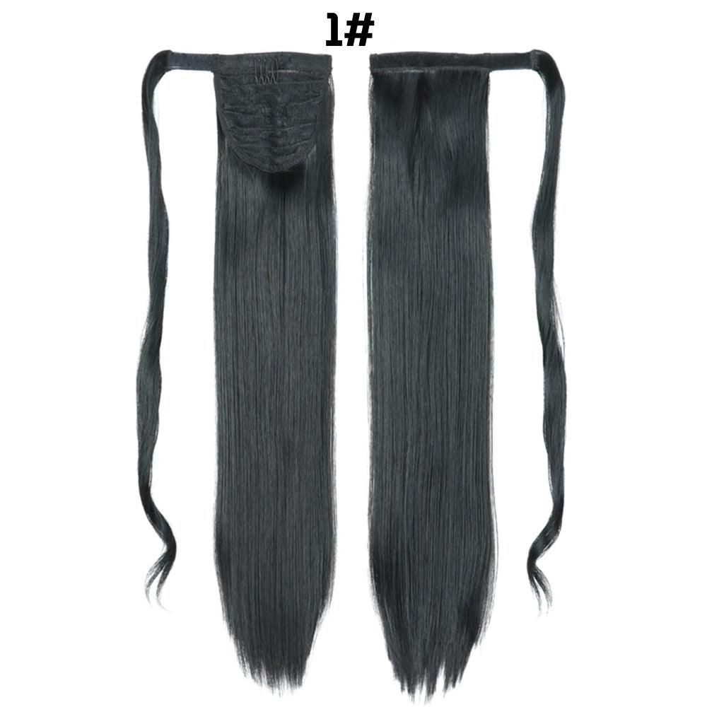 European And American Long Straight Hair Velcro Ponytail - fadidesign