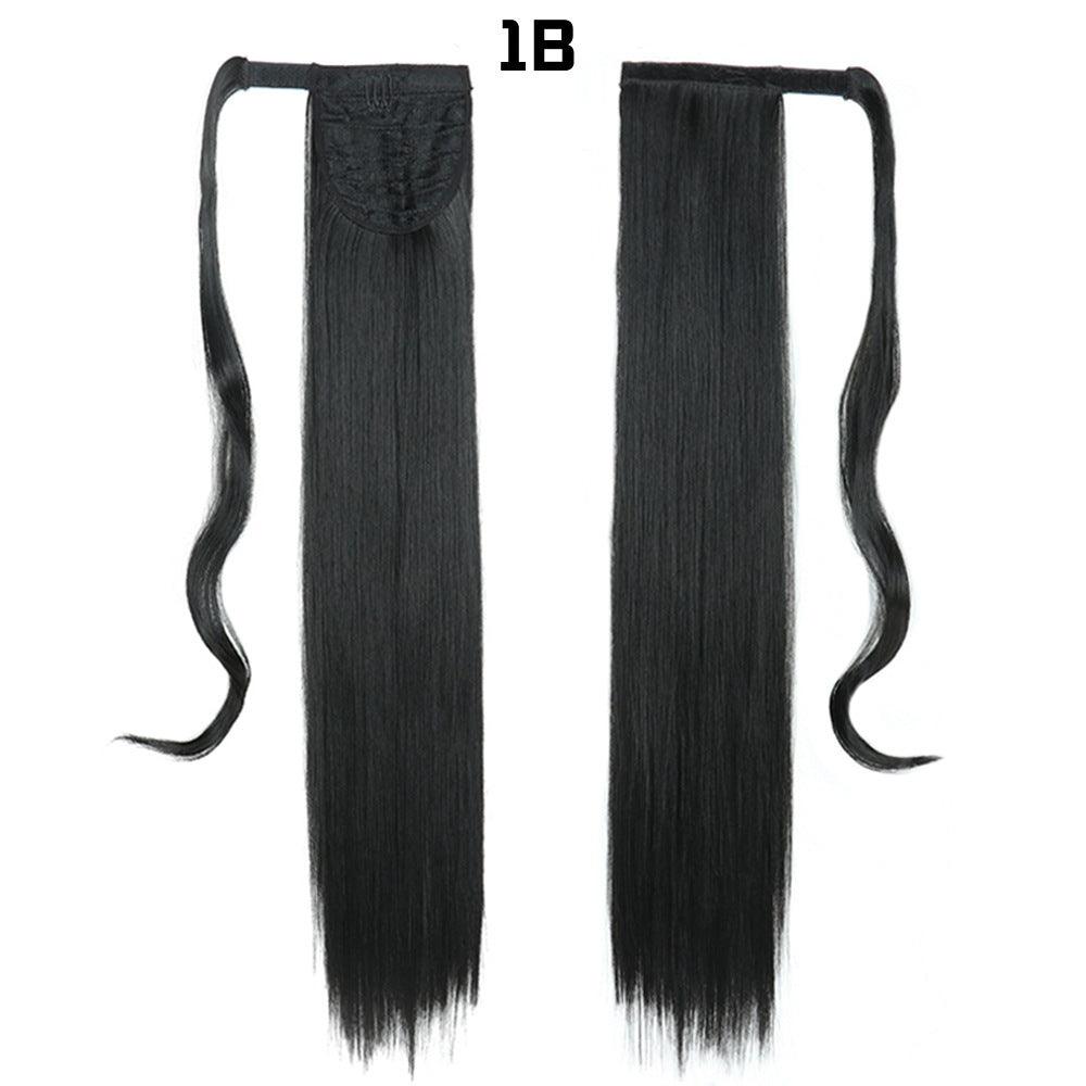 European And American Long Straight Hair Velcro Ponytail - fadidesign