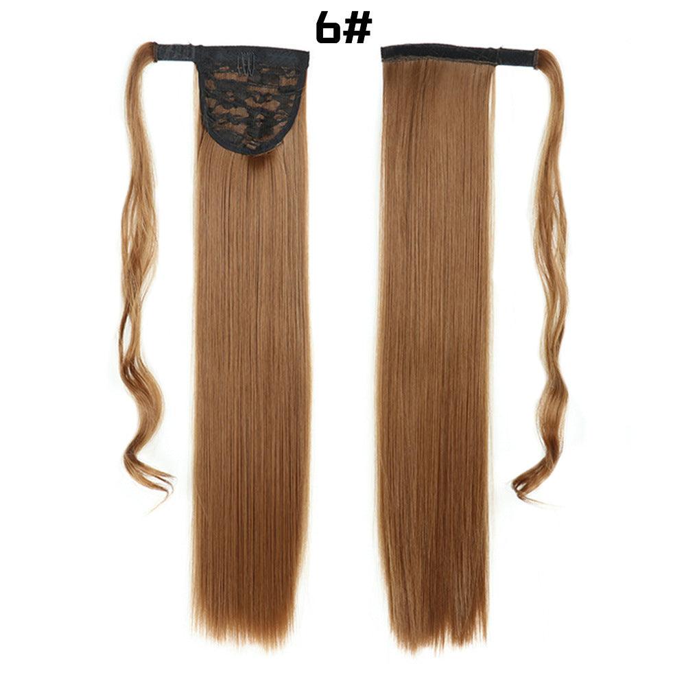 European And American Long Straight Hair Velcro Ponytail - fadidesign