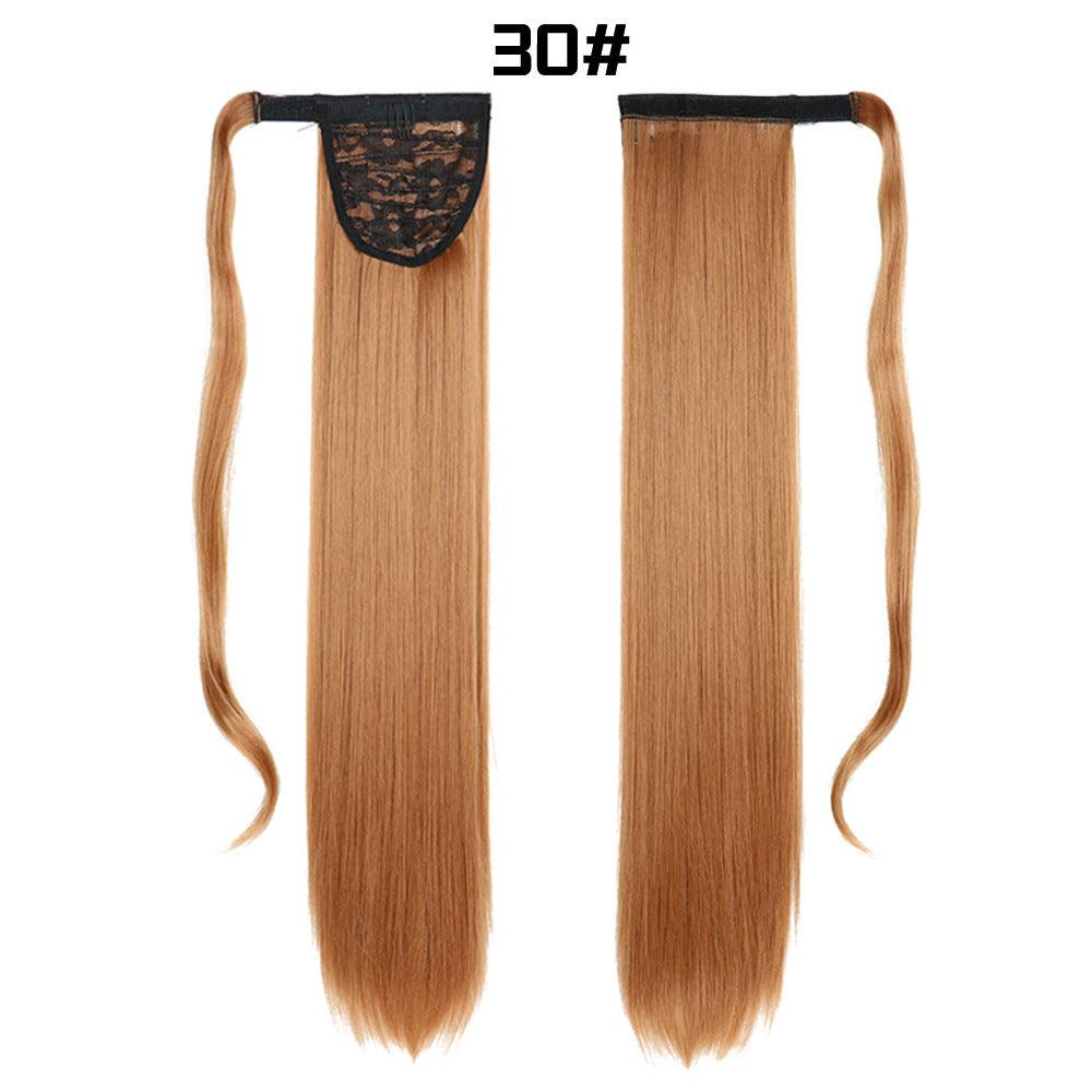 European And American Long Straight Hair Velcro Ponytail - fadidesign