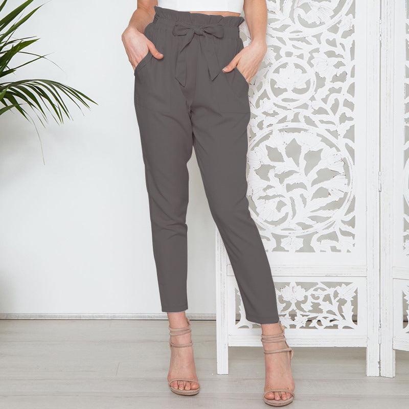 European and American new fashion wild waist cropped pants - fadidesign