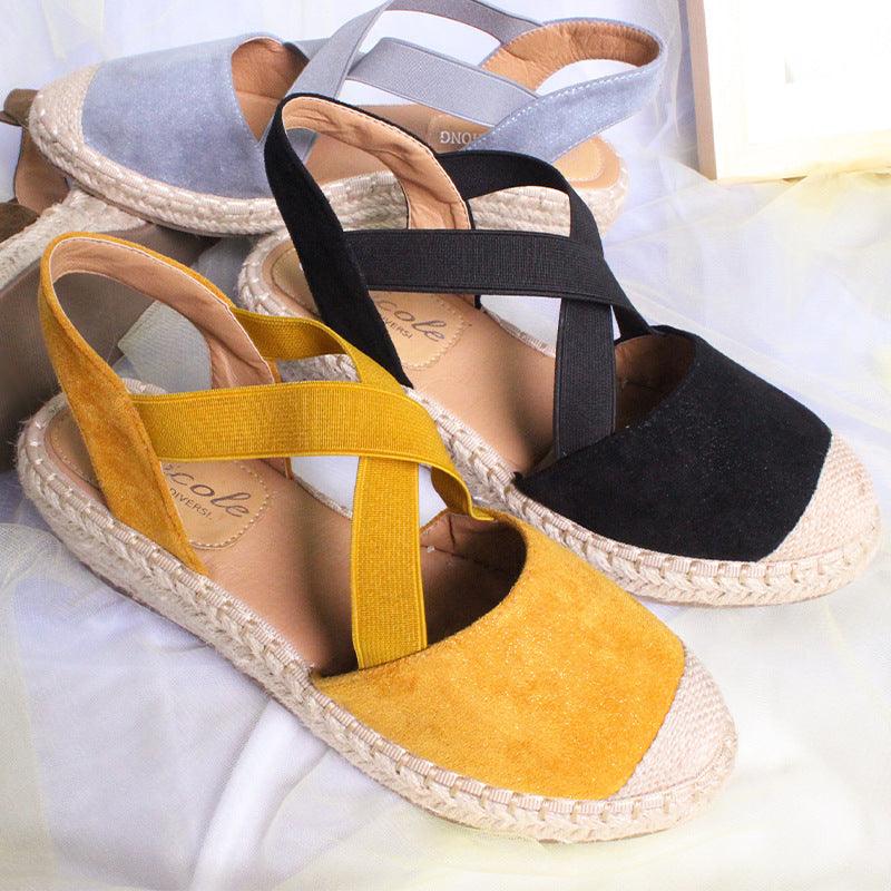 Fashion Baotou Sandals Women Cross Strap Wedge Sandals Women Slippers - fadidesign