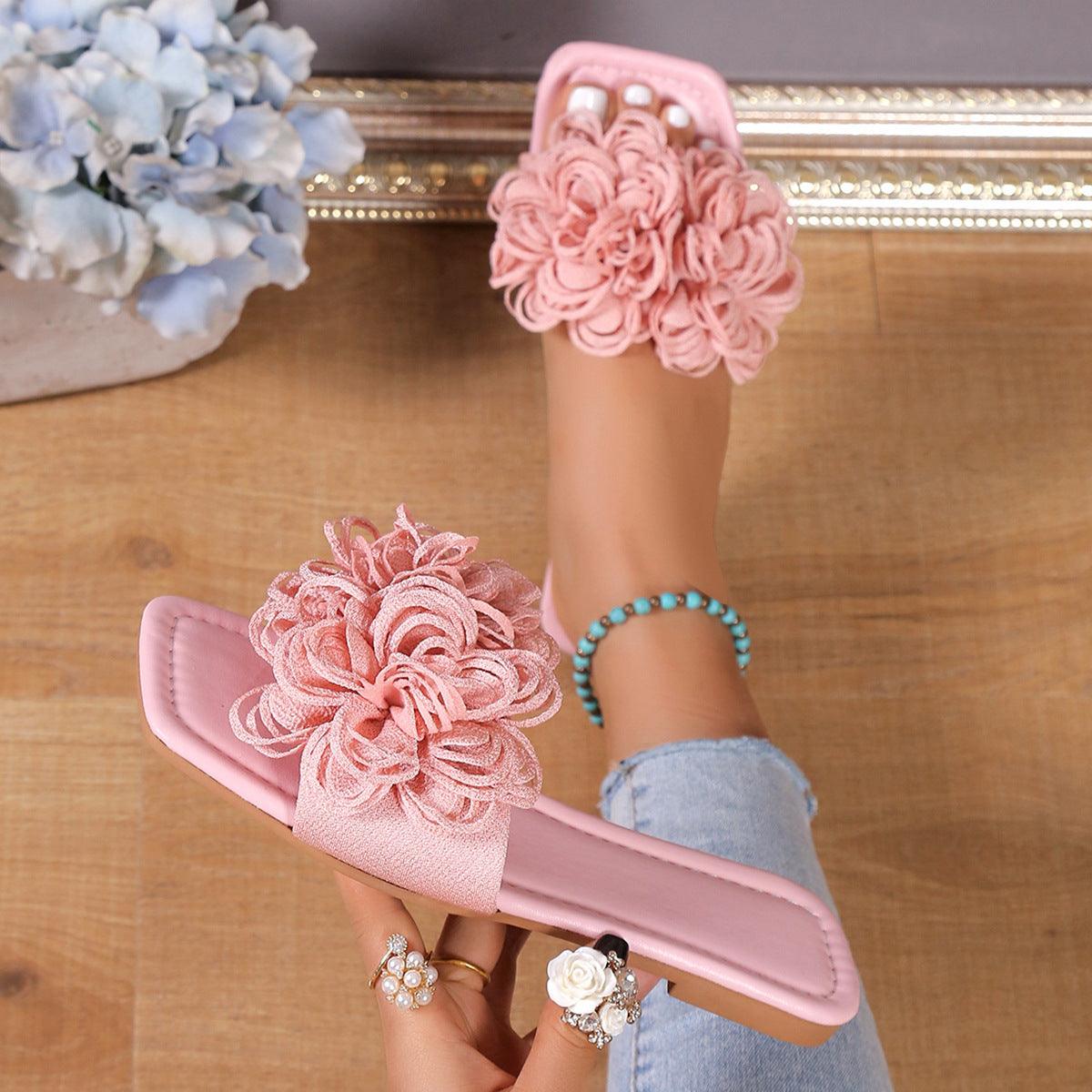 Fashion Flower Flat Slippers For Women - fadidesign