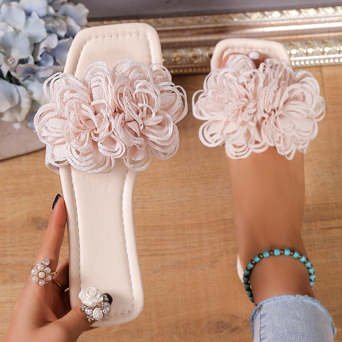 Fashion Flower Flat Slippers For Women - fadidesign