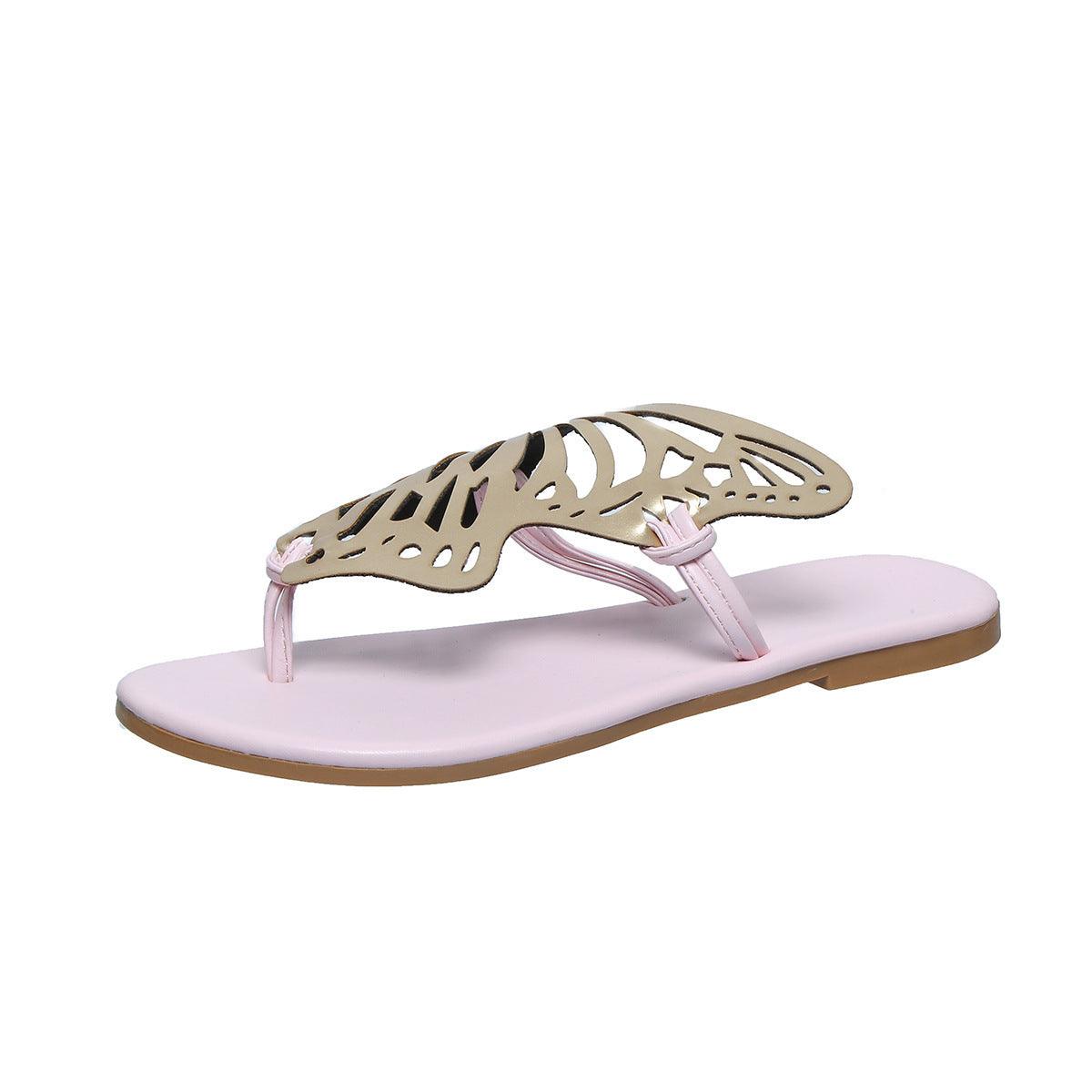 Fashion Hollow Butterfly Flip-Flops Summer Sandals For Women Casual Beach Shoes New Low Heel Flat Slides Slippers - fadidesign