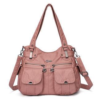 Fashion Ladies Soft Leather Portable Messenger Bag Crossbody Bags For Women Zipper Pocket Soft Casual Tote - fadidesign