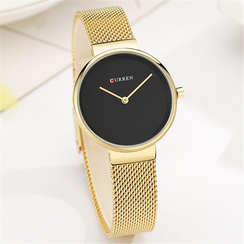 Fashion New Water Quartz Watch Women's Mesh Belt Casual Business Pointer Watch - fadidesign