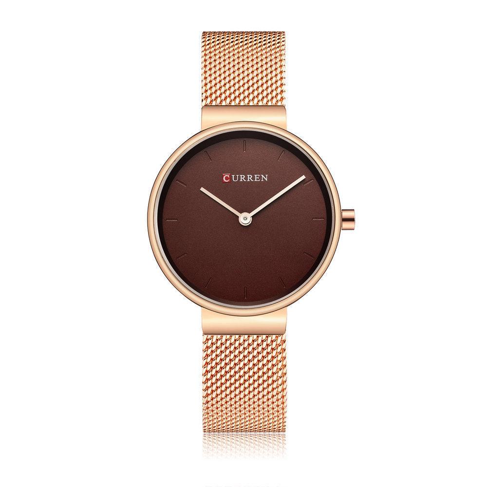 Fashion New Water Quartz Watch Women's Mesh Belt Casual Business Pointer Watch - fadidesign