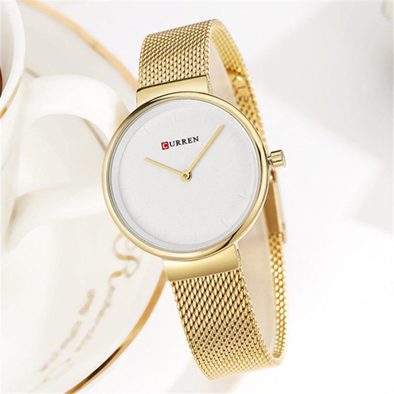 Fashion New Water Quartz Watch Women's Mesh Belt Casual Business Pointer Watch - fadidesign