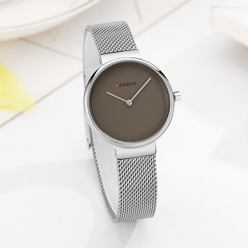 Fashion New Water Quartz Watch Women's Mesh Belt Casual Business Pointer Watch - fadidesign