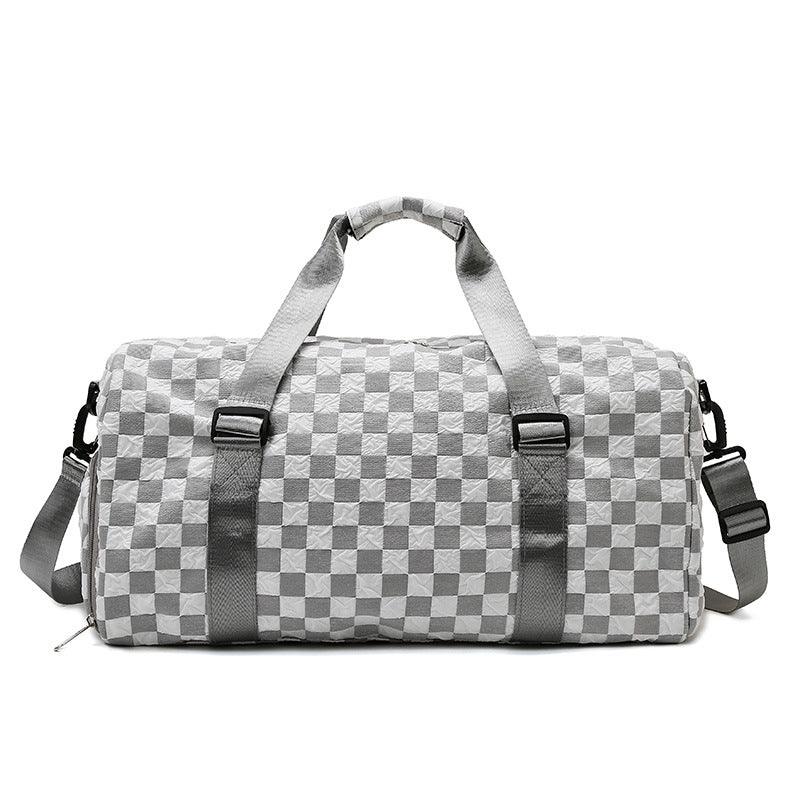 Fashion Plaid Workout Travel Bag Large Capacity Dry Wet Separation - fadidesign