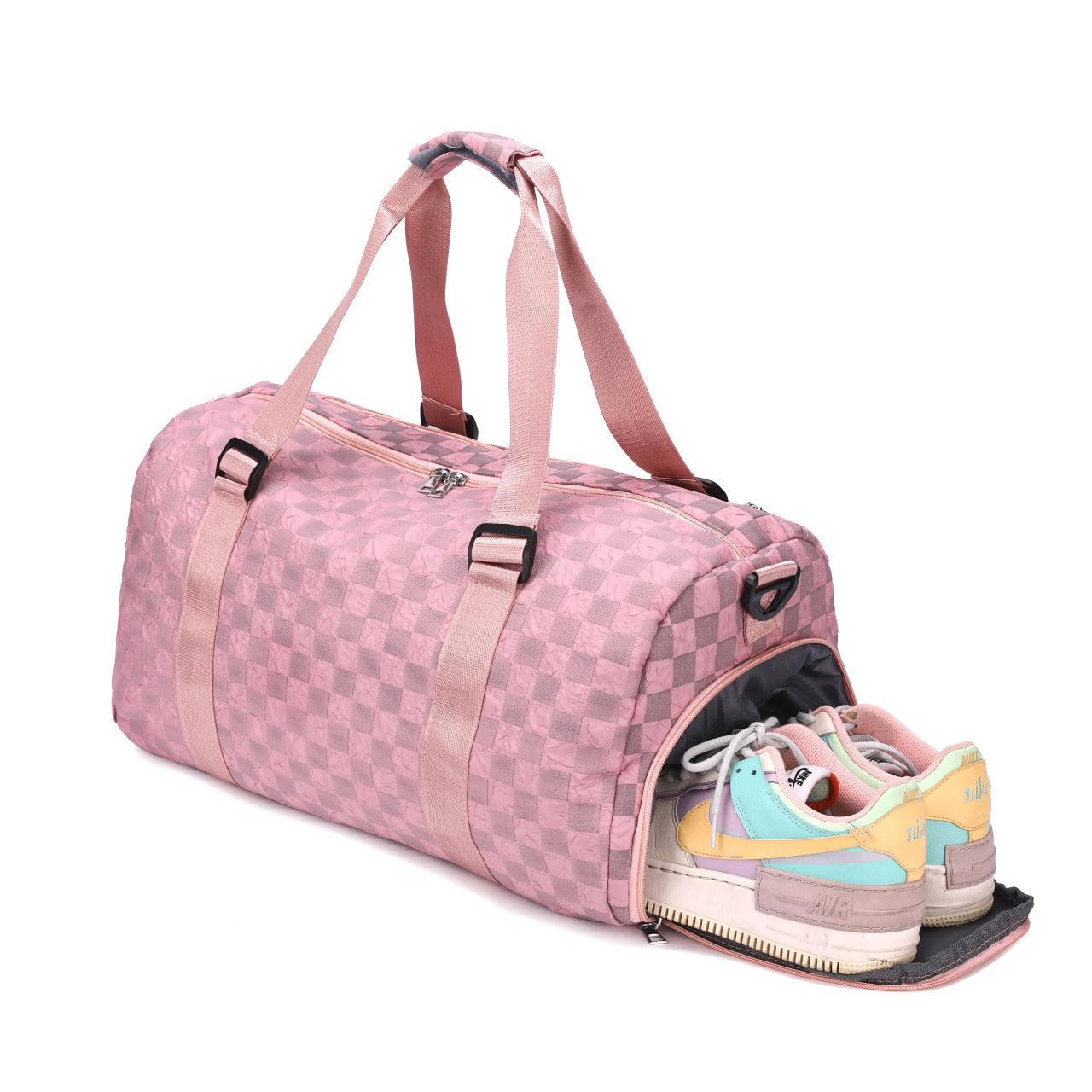 Fashion Plaid Workout Travel Bag Large Capacity Dry Wet Separation - fadidesign