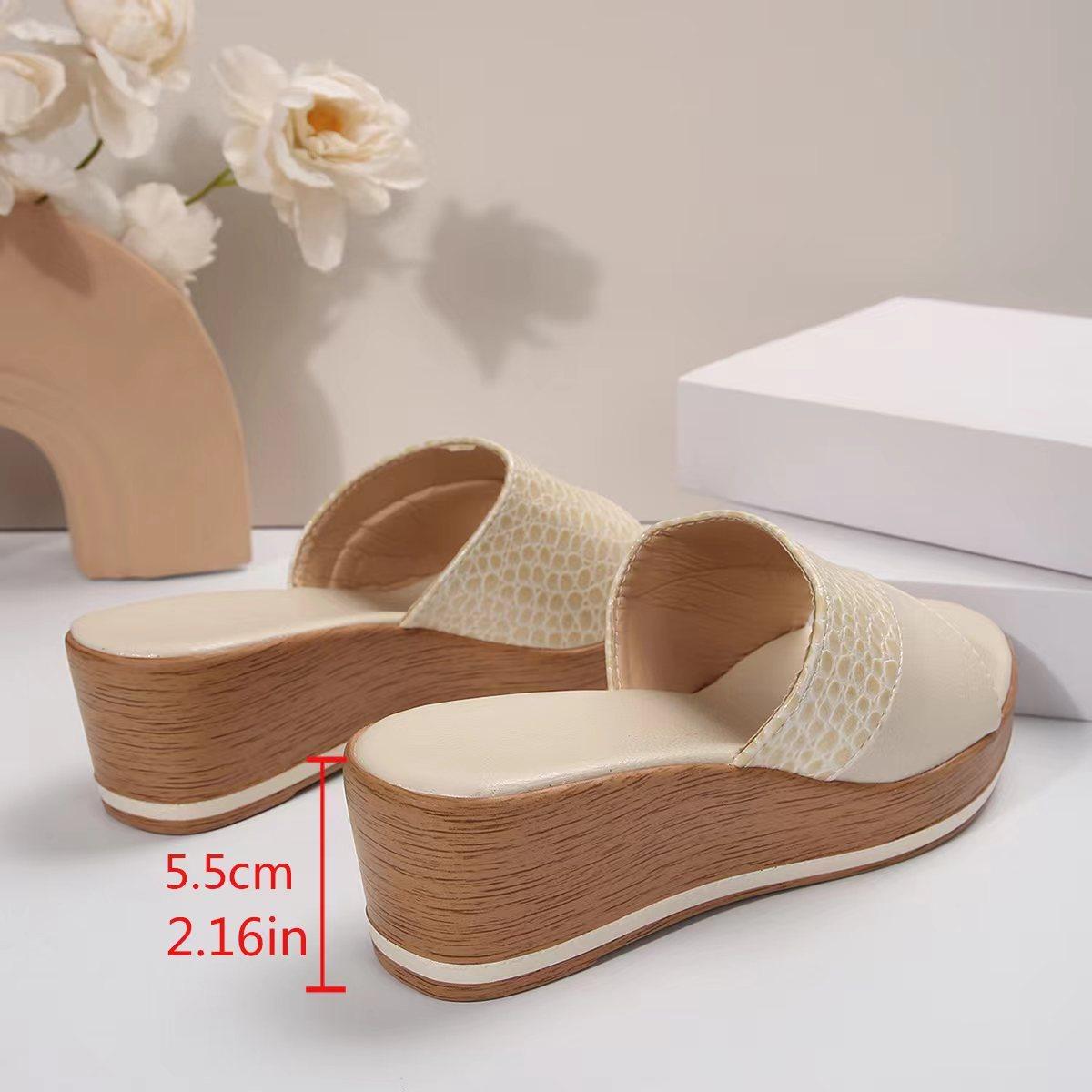 Fashion Snake-texture Wedges Sandals Summer Casual Peep-toe Thick Sole Heightening Slippers Outdoor Slides Shoes Women - fadidesign