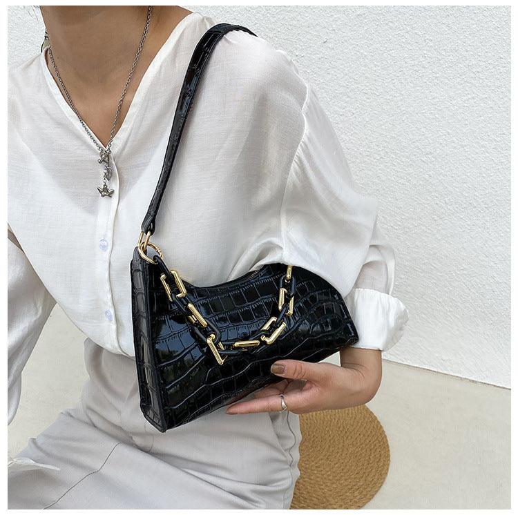 Fashion Stone Texture Shoulder Bag With Chain Women's Underarm Bag - fadidesign