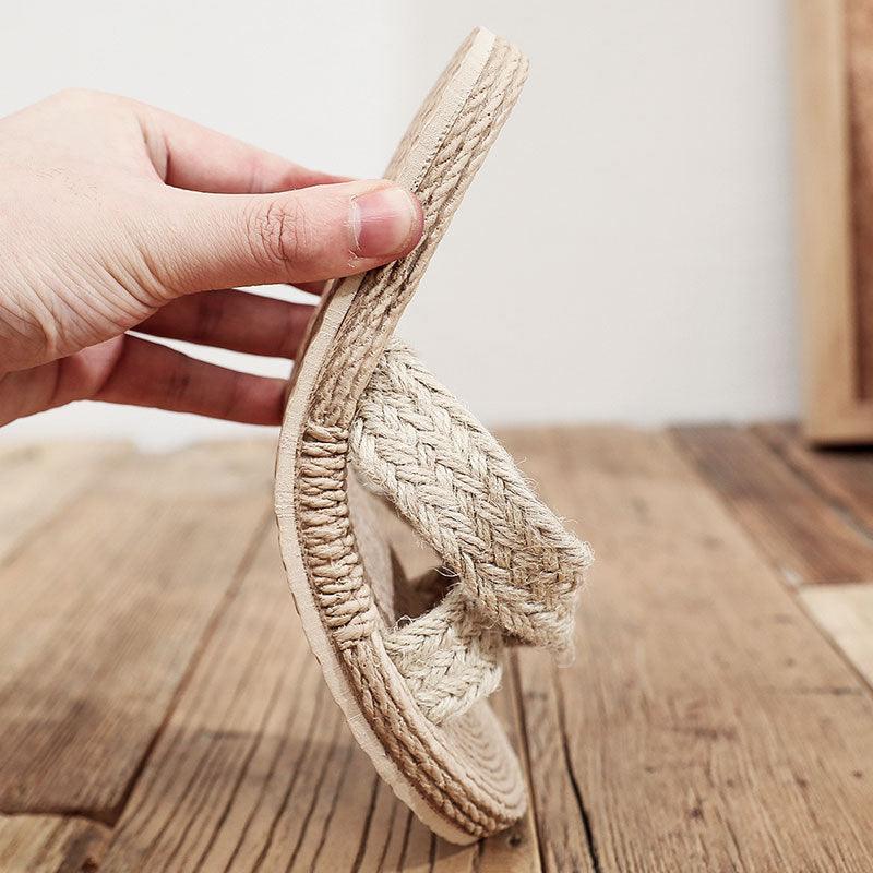 Fashion Straw Woven Flat Heel Women Slippers - fadidesign