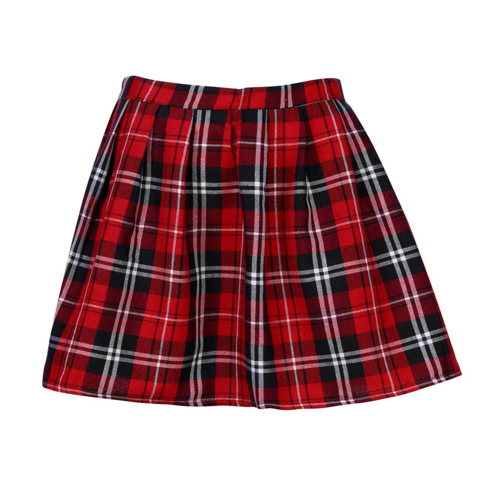 Fashion Women's Plaid Mid-waist Pleated Skirt - fadidesign