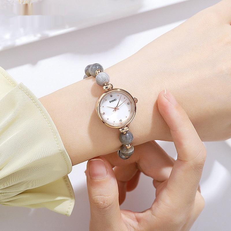 Fashionable All-match Elegant Women's Quartz Watch Pearl Natural Stone Strap Bracelet Watch - fadidesign