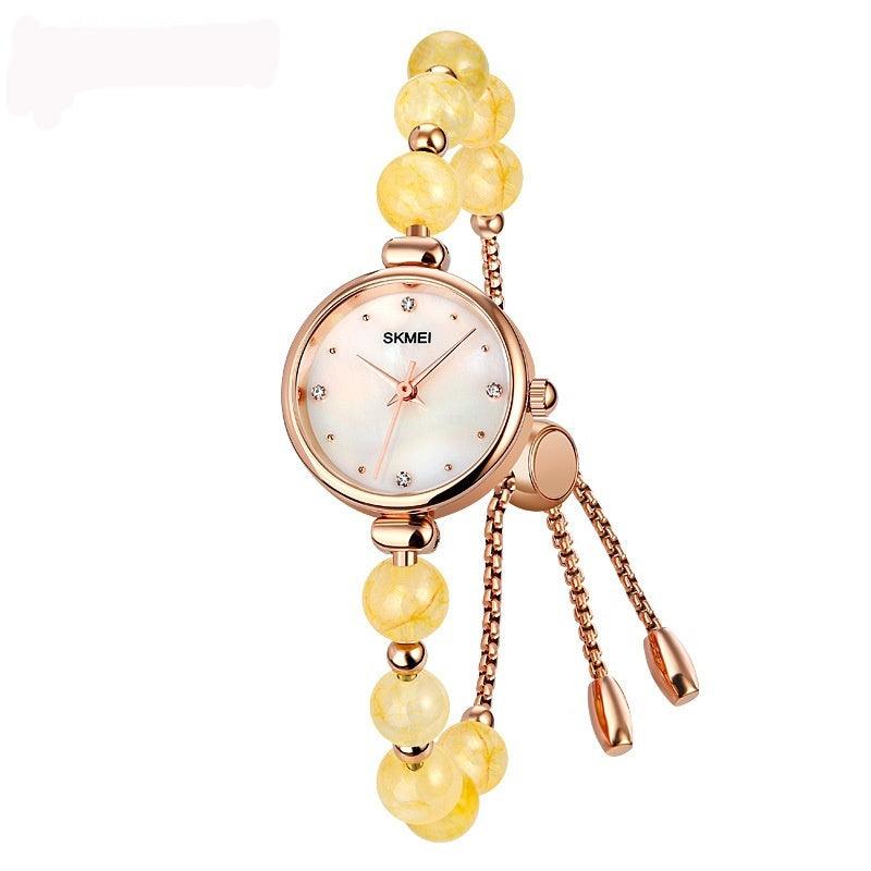 Fashionable All-match Elegant Women's Quartz Watch Pearl Natural Stone Strap Bracelet Watch - fadidesign