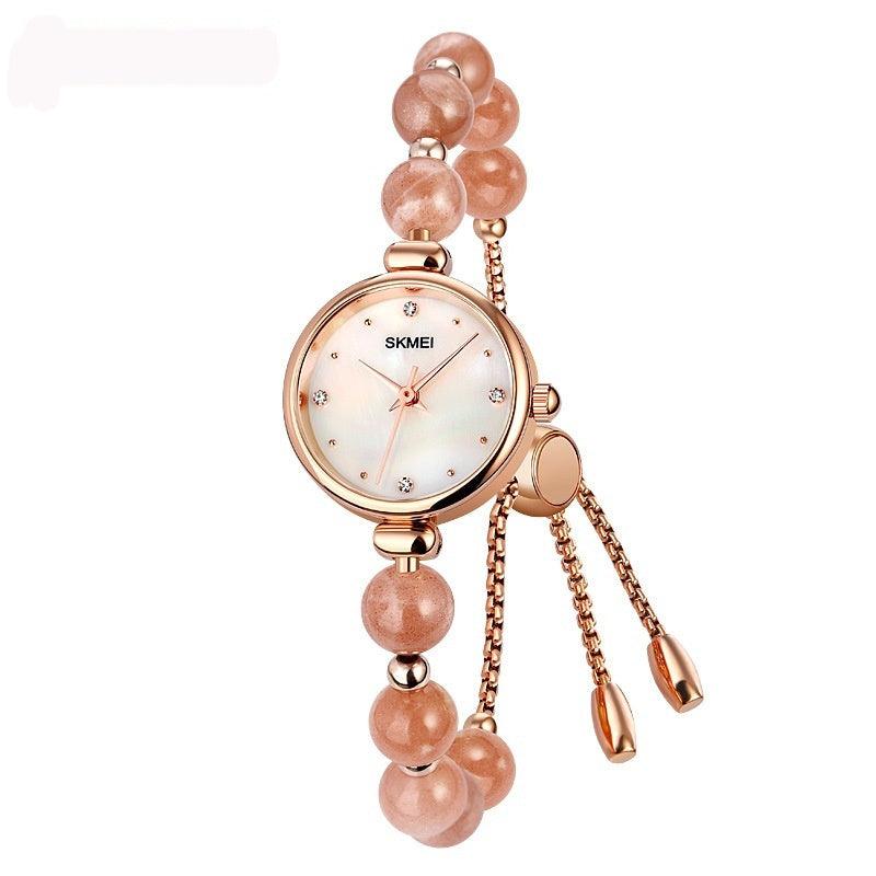 Fashionable All-match Elegant Women's Quartz Watch Pearl Natural Stone Strap Bracelet Watch - fadidesign