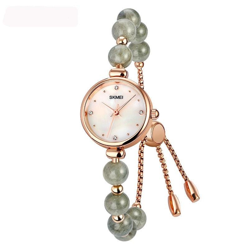 Fashionable All-match Elegant Women's Quartz Watch Pearl Natural Stone Strap Bracelet Watch - fadidesign