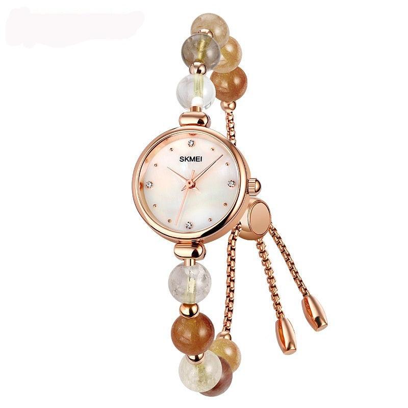 Fashionable All-match Elegant Women's Quartz Watch Pearl Natural Stone Strap Bracelet Watch - fadidesign