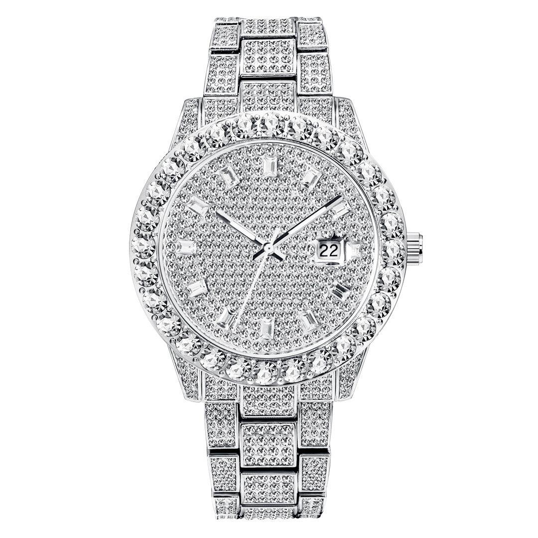 Fashionable Large Dial Full Diamond Watch - fadidesign