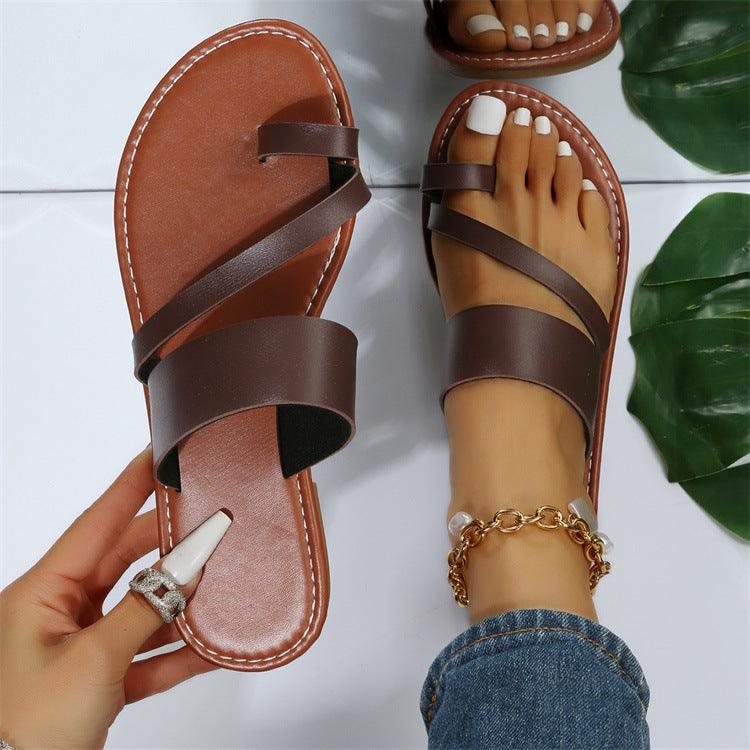 Flat Slippers Fashion Outdoor Thong Sandals Casual Beach Shoes Women - fadidesign