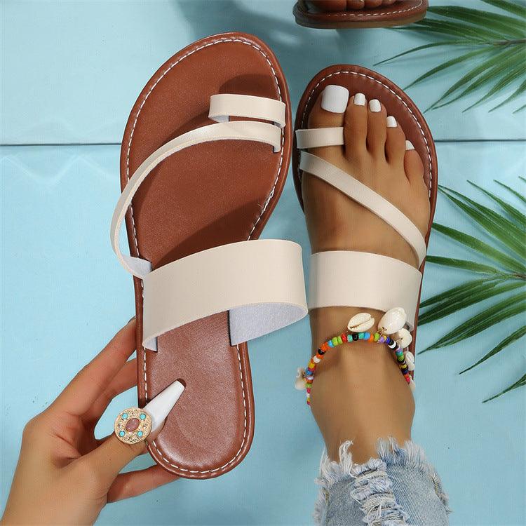 Flat Slippers Fashion Outdoor Thong Sandals Casual Beach Shoes Women - fadidesign