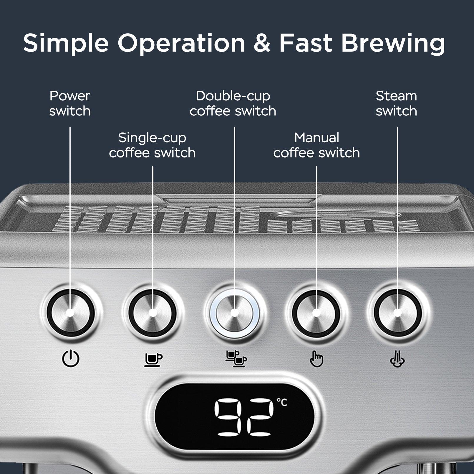 Geek Chef Espresso Machine, 20 Bar Espresso Machine With Milk Frother For Latte, Cappuccino, Macchiato, For Home Espresso Maker, 1.8L Water Tank, Stainless Steel, Ban On Amazon - fadidesign