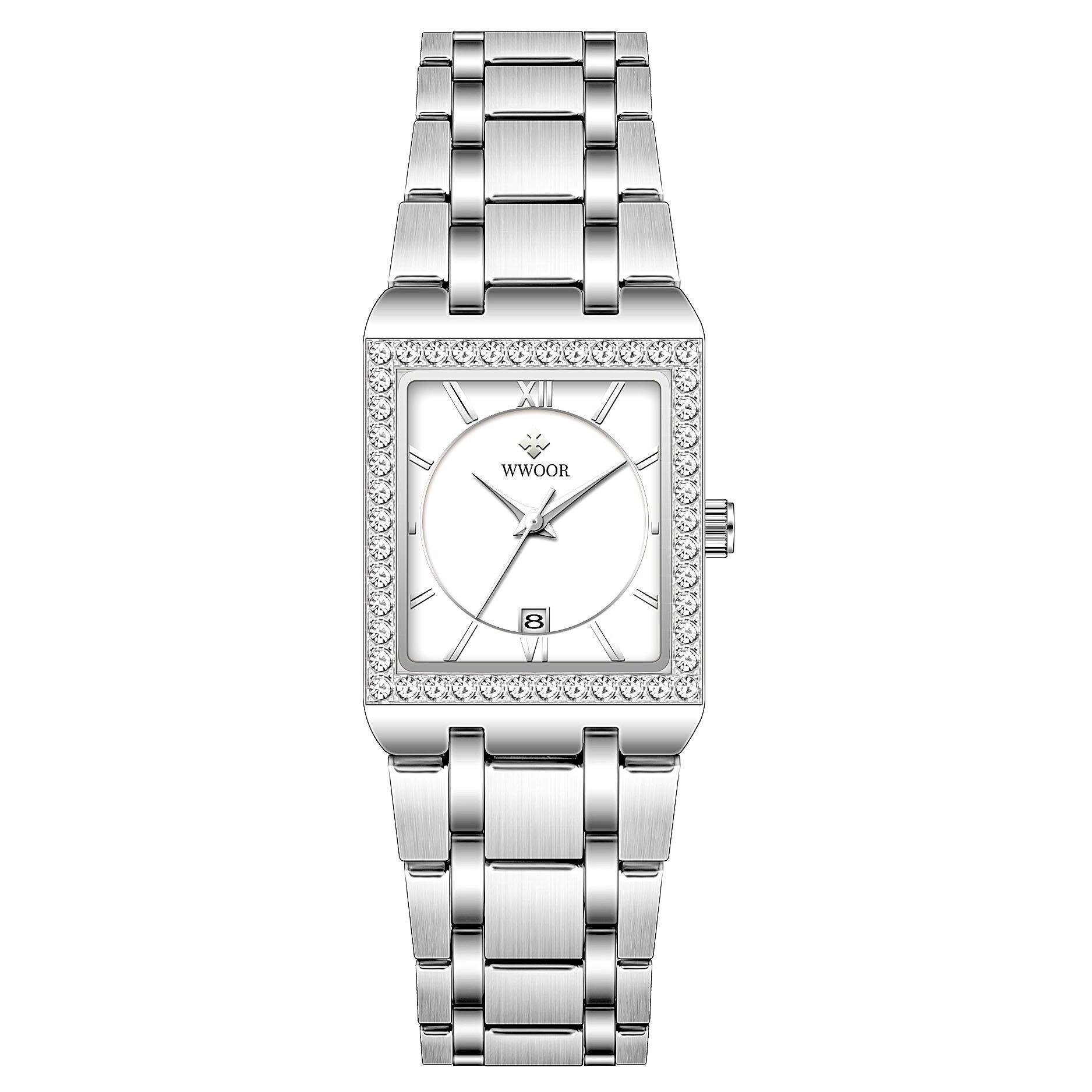 Grip Love Belt Diamond Waterproof Square Steel Band Quartz Women's Watch - fadidesign